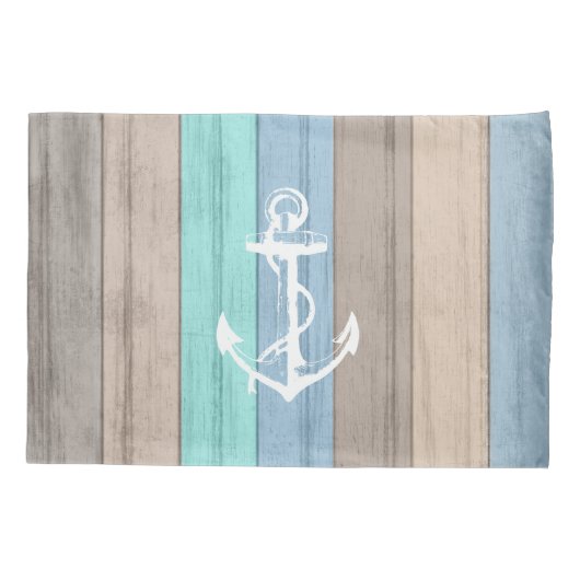 Rustikales Strandholz, Wasserpfeifen und Anker Kissenbezug (Rückseite-Links)