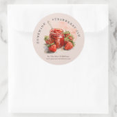 Rustikales Strawberry Jam Jar Canning Label Runder Aufkleber (Tasche)