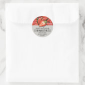Rustikales Strawberry Jam Jar Label Runder Aufkleber (Tasche)
