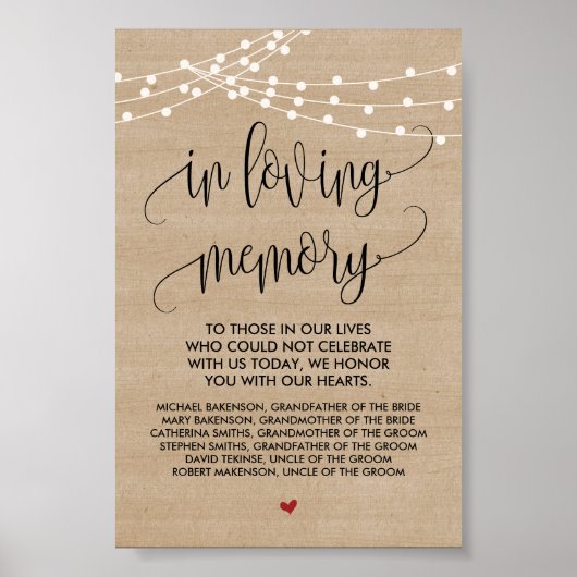 Rustikales Streichellicht für das Hochzeitstempelz Poster (Vorne)