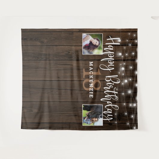 Rustikales Streichellicht Holz jedes Jahr Geburtst Wandteppich (Vorderseite (Horizontal))