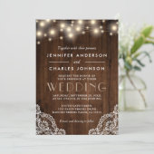 Rustikales Streichellicht mit Detail Holzverheirat Einladung (Stehend Vorderseite)