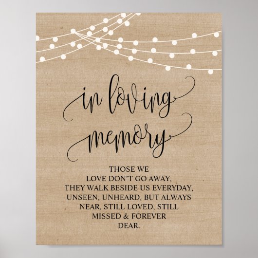 Rustikales String Light-Gedenkzeichen oder Poster (Vorne)