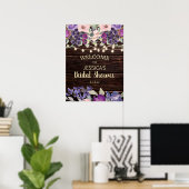 Rustikales String Light Lila floral Brautparty Poster (Heimbüro)