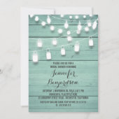 Rustikales String Lights Aquamarines Brautparty Einladung (Vorderseite)