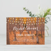 Rustikales String Lights Autumn Woods Brautparty Einladung (Stehend Vorderseite)