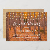 Rustikales String Lights Autumn Woods Brautparty Einladung (Vorne/Hinten)