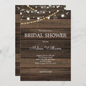 Rustikales String Lights Brautparty Einladung (Vorne/Hinten)