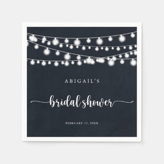 Rustikales String Lights Brautparty Napkins Serviette (Vorderseite)