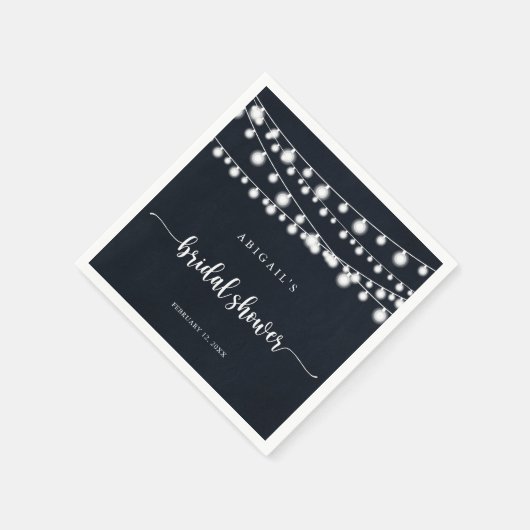 Rustikales String Lights Brautparty Napkins Serviette (Ecke)