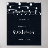 Rustikales String Lights Brautparty Willkommen Poster (Vorne)