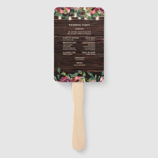 Rustikales String Lights Burgund Floral Programm Fächer (Rückseite)