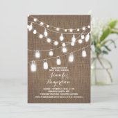Rustikales String Lights Burlap-Brautparty Einladung (Stehend Vorderseite)