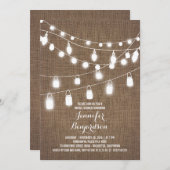 Rustikales String Lights Burlap-Brautparty Einladung (Vorne/Hinten)