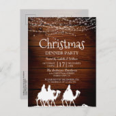 Rustikales String Lights Drei Könige Weihnachts-Pa Einladungspostkarte (Vorne/Hinten)