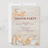 Rustikales String Lights Fall Pumpkin Dinner Party Einladung (Vorderseite)