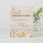 Rustikales String Lights Fall Pumpkin Dinner Party Einladung (Stehend Vorderseite)