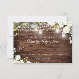 Rustikales String Lights Floral Wedding RSVP Einladung