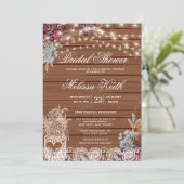 Rustikales String Lights Gipskraut Brautparty Einladung (Stehend Vorderseite)