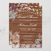 Rustikales String Lights Gipskraut Brautparty Einladung (Vorne/Hinten)