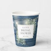 Rustikales String Lights Greenery Brautparty Pappbecher (Rückseite)