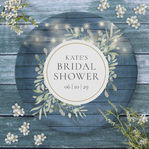 Rustikales String Lights Greenery Brautparty Pappteller