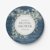 Rustikales String Lights Greenery Brautparty Pappteller (Vorderseite)