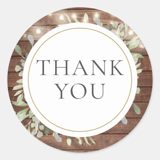 Rustikales String Lights Grüne Brautparty Gefallen Runder Aufkleber (Vorderseite)