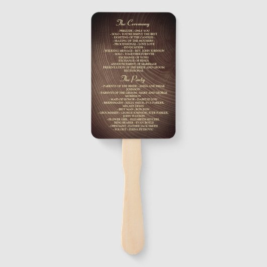 Rustikales String Lights Hochzeitsprogramm Fächer (Rückseite)