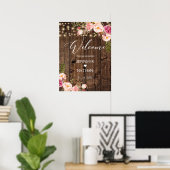 Rustikales String Lights Hochzeitszeichen Poster (Heimbüro)