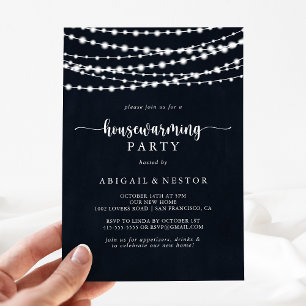 Rustikales String Lights Housewarming-Party Einladung