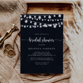 Rustikales String Lights Kalligrafy Brautparty Einladung