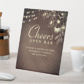 Rustikales String Lights Open Bar Sign Sockelschild (In SItu)