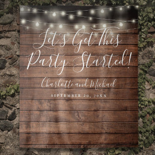 Rustikales String Lights-Party Foto Hintergrund ge Wandteppich