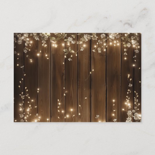 Rustikales String Lights QR Code Probe Dinner Begleitkarte (Rückseite)