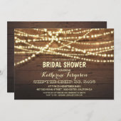 Rustikales String Lights Romantisches Brautparty Einladung (Vorne/Hinten)