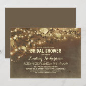 Rustikales String Lights Romantisches Brautparty Einladung (Vorne/Hinten)