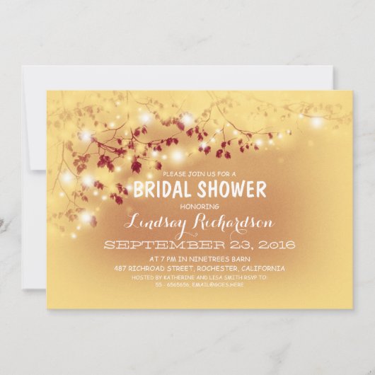Rustikales String Lights Romantisches Brautparty Einladung (Vorderseite)