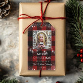 Rustikales String Lights Schneeflocken Kariertes F Geschenkanhänger