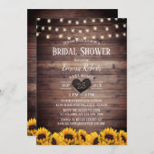Rustikales String Lights Sonnenblumen Brautparty Einladung (Vorne/Hinten)