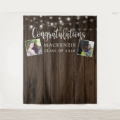 Rustikales String Lights Stall Wood Abschluss Foto Wandteppich (Vorderseite)