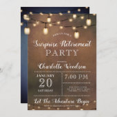 Rustikales String Lights Überraschungs-Renting-Par Einladung (Vorne/Hinten)