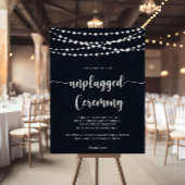 Rustikales String Lights Unplugged Zeremony Sign Poster