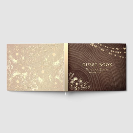 Rustikales String Lights Wedding Guest Book Gästebuch (Voll)