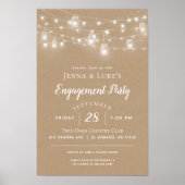 Rustikales String Lights Wedding Sign Poster (Vorne)