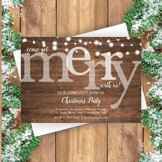 Rustikales String Lights Weihnachtsfest im Unterne Ankündigung