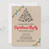 Rustikales String Lights Weihnachtsfest im Unterne Einladung (Vorderseite)