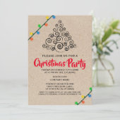Rustikales String Lights Weihnachtsfest im Unterne Einladung (Stehend Vorderseite)