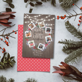 Rustikales String Lights Weihnachtskranz 7 Foto Feiertagskarte