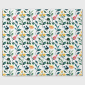 Rustikales, stylisches gelbes Blume Muster Geschenkpapier (Flach)